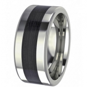 Ring high glossy 10 mm with carbon insert in centre