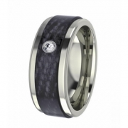 Ring hochglanz 8mm mit Carbon mitte und Zirkonia