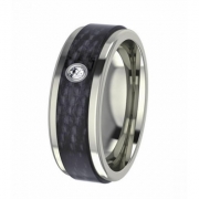 Ring hochglanz 7mm mit Carbon mitte und Brillant