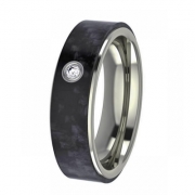 Ring hochglanz 6mm mit Carboneinlage und Zirkonia