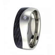 Ring strichmatt 7mm mit Carboneinlage und Brillant