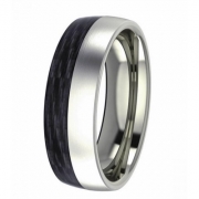 Ring brushed 7 mm with carbon insert at side