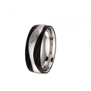 Ring strichmatt 7mm mit Carboneinlage geschwungen und Brillant