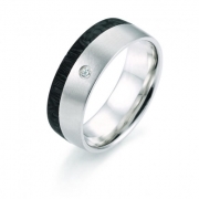 Ring strichmatt 7 mm mit Carboneinlage seitlich und Zirkonia