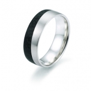 Ring brushed 7 mm with carbon insert at side sloped