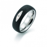 Ring strichmatt 7 mm mit Carboneinlage abgerundet und Zirkonia