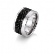 Ring 12 mm mit Carboneinlage Floral \(gelasert\) mittig