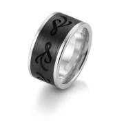 Ring 12 mm mit Carboneinlage Floral \(gelasert\) mittig