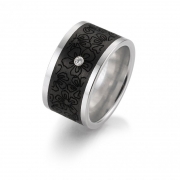 Ring 12 mm with carbon insert floral in centre and brilliant