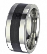Ring high glossy 10 mm with carbon insert in centre