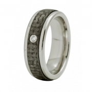Ring matt  7 mm mit Carboneinlage abgerundet und Brillant