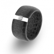 Carbonring 11 mm abgerundet mit Zirkonia
