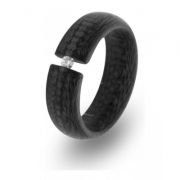 Carbonring 7 mm abgerundet mit Zirkonia