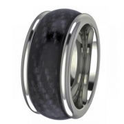 Silver ring with carbon insert rounded