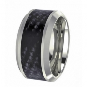 Silver ring with carbon insert