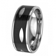 Silver ring 8 mm with carbon insert