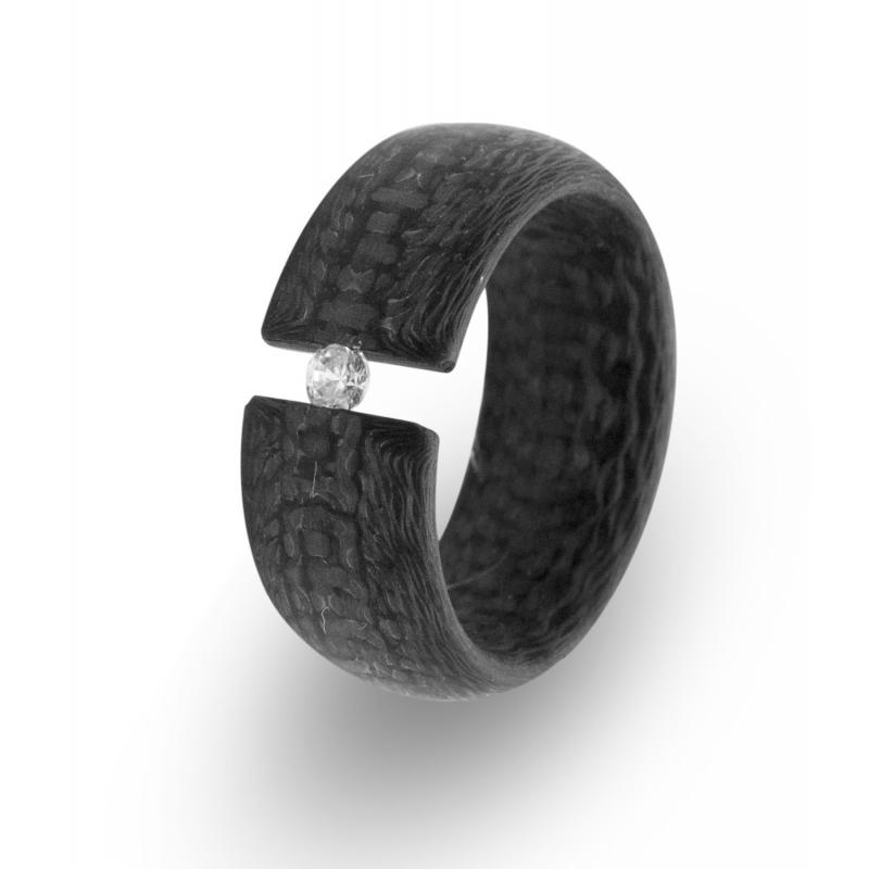 Carat In Karats Stainless Steel Polished Black Ion-Plated With Grey Carbon  Fiber Inlay 8mm Band Size 9 - Unisex Ring - Walmart.com