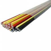 BFK-Basalt Stab pultrudiert �4,5-7,5 mm, 980 mm, gelb/schwarz/roter PP-Mantel - Set 30 Stk.